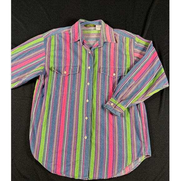Esprit Tops - Vintage Esprit Striped Button Down Shirt Medium Cotton 90s Grunge Colorblock